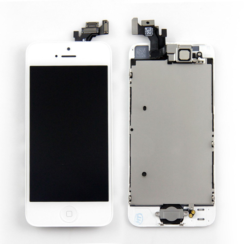 Conjunto branco da substituição do painel LCD do iPhone com as peças pequenas para o digitador da tela de toque do LCD do iPhone 5
