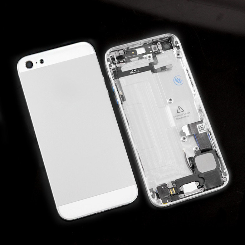 Alojamento completo da tampa traseira da tira com conjunto de frame médio para o iPhone 5 peças de substituição com cabo do cabo flexível